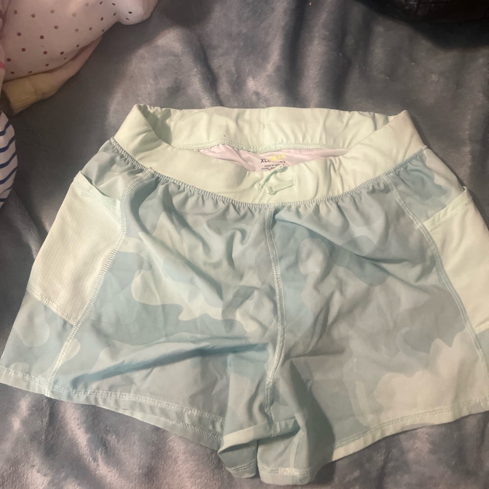 Girls Light Blue Athletic Shorts